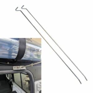 Tiges métalliques installées sur support inox pour toit relevable