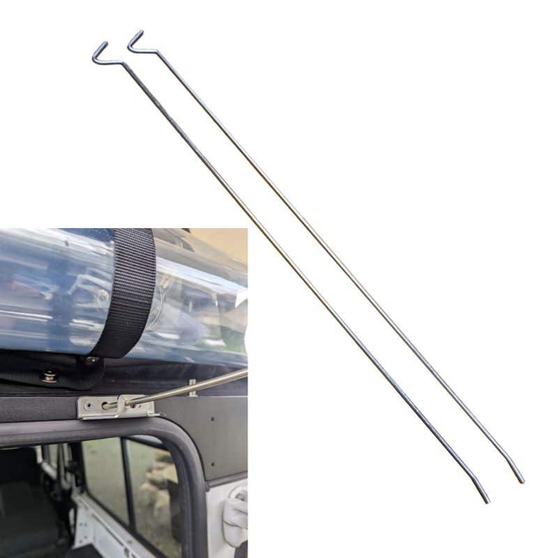 Tiges métalliques installées sur support inox pour toit relevable